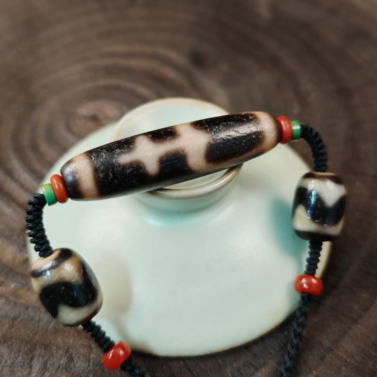 Authentic Tibetan Treasure Vase Dzi Bead Necklace Decades Old - Tibetan Buddhist bead necklace, view 7