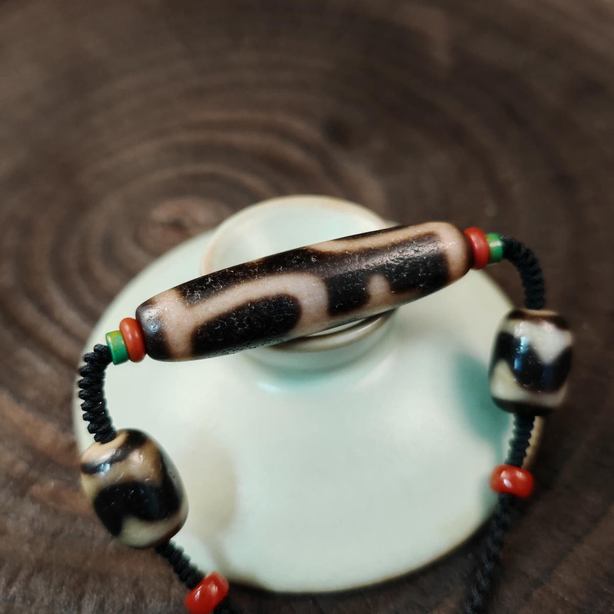 Authentic Tibetan Treasure Vase Dzi Bead Necklace Decades Old - Tibetan Buddhist bead necklace, view 8