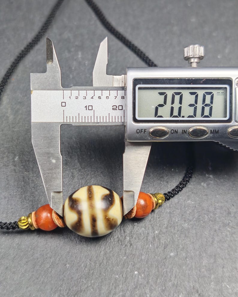 Authentic Tiger Tooth Darlo Dzi Choker - Tibetan Dzi Short Necklace - Tibetan Buddhist bead necklace, view 11