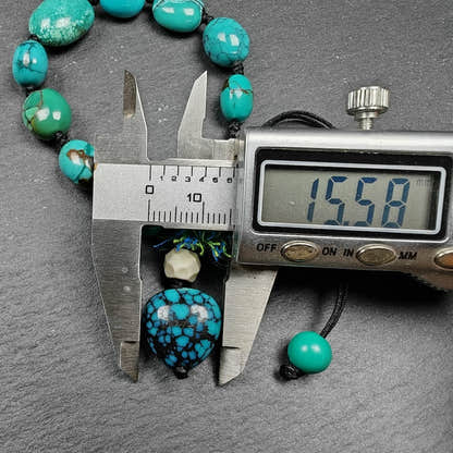 Authentic Turquoise Wrist Mala Bracelet - Old Tibetan Rosary Prayer Beads - 12mm - Tibetan Buddhist mala beads, view 10