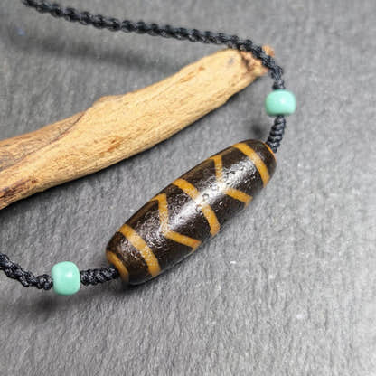 Authentic Wave Totem Dzi Clavicle Chain - Tibetan Buddhist bead necklace, detailed view