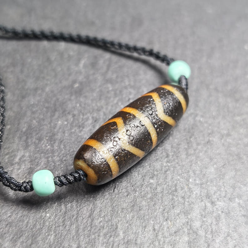 Authentic Wave Totem Dzi Clavicle Chain - Tibetan Buddhist bead necklace, view 4