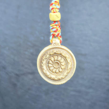 Buddhism Dharma Wheel- Hand-carved Tibetan Amulet 30mm - Tibetan Buddhist amulet, view 6