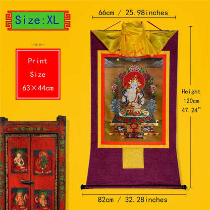 Vajrasatva,Vajrasattva,Dorje Sempa - Tibetan thangka painting, close-up detail