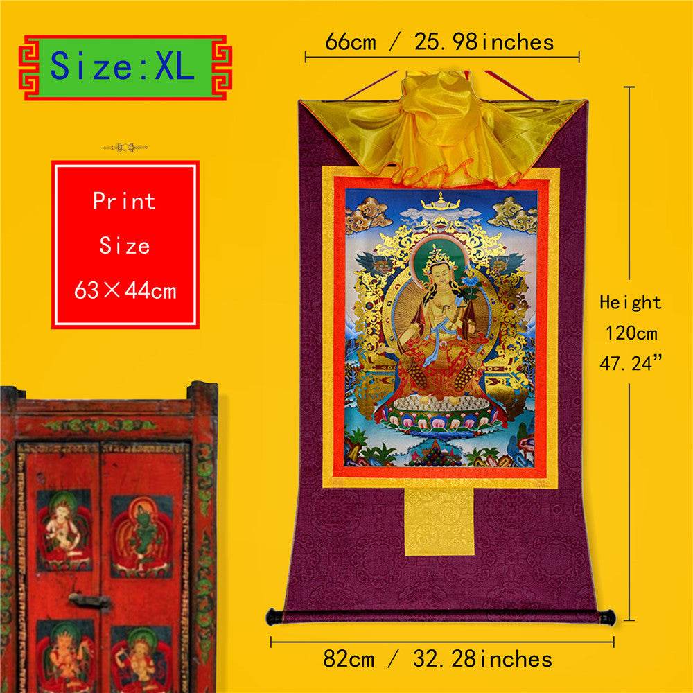 Maitreya Ajita - A Future Buddha of This World - Tibetan thangka painting, close-up detail