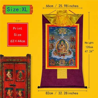 Je Tsongkhapa,Losang Drakpa,Je Rinpoche - Tibetan thangka painting, close-up detail
