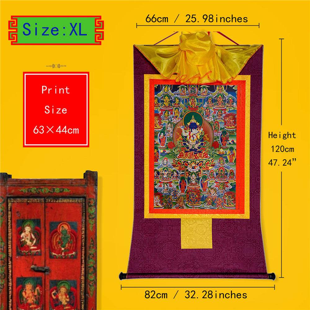 Bardo Thodol-42 Silent Deities - Tibetan thangka painting, close-up detail