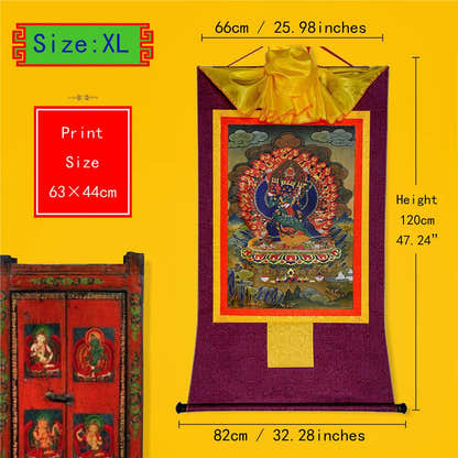 གཤིན་རྗེ་གཤེད་ Yamantaka- Conqueror of the Lord of Death - Tibetan thangka painting, close-up detail