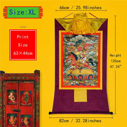 King Gesar གེ་སར - Tibetan thangka painting, close-up detail