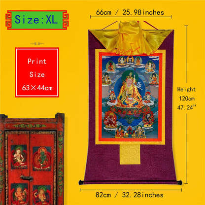 Padmasambhava,Guru Rinpoche,Lotus Born - Tibetan thangka painting, close-up detail