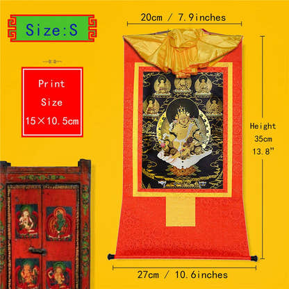 Yellow Jambhala-Black Type - Tibetan thangka painting, view 6