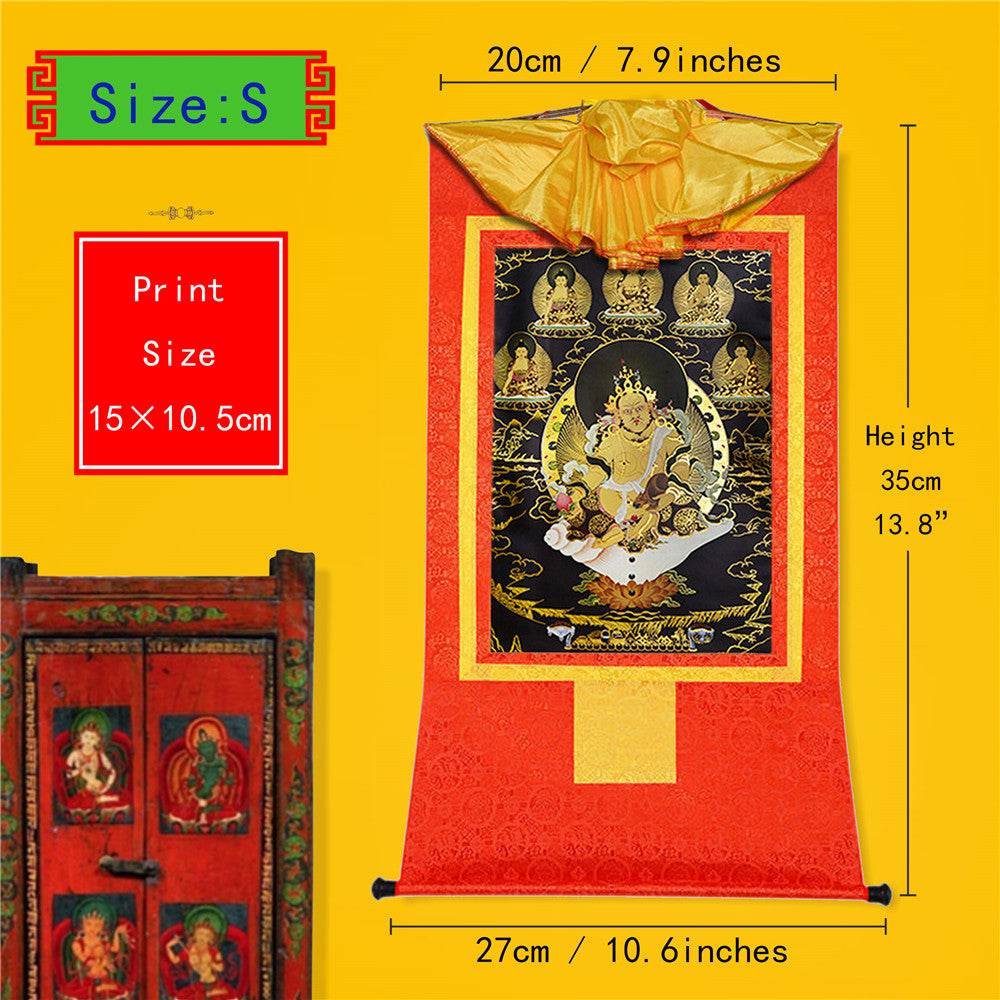 Yellow Jambhala-Black Type - Tibetan thangka painting, view 6