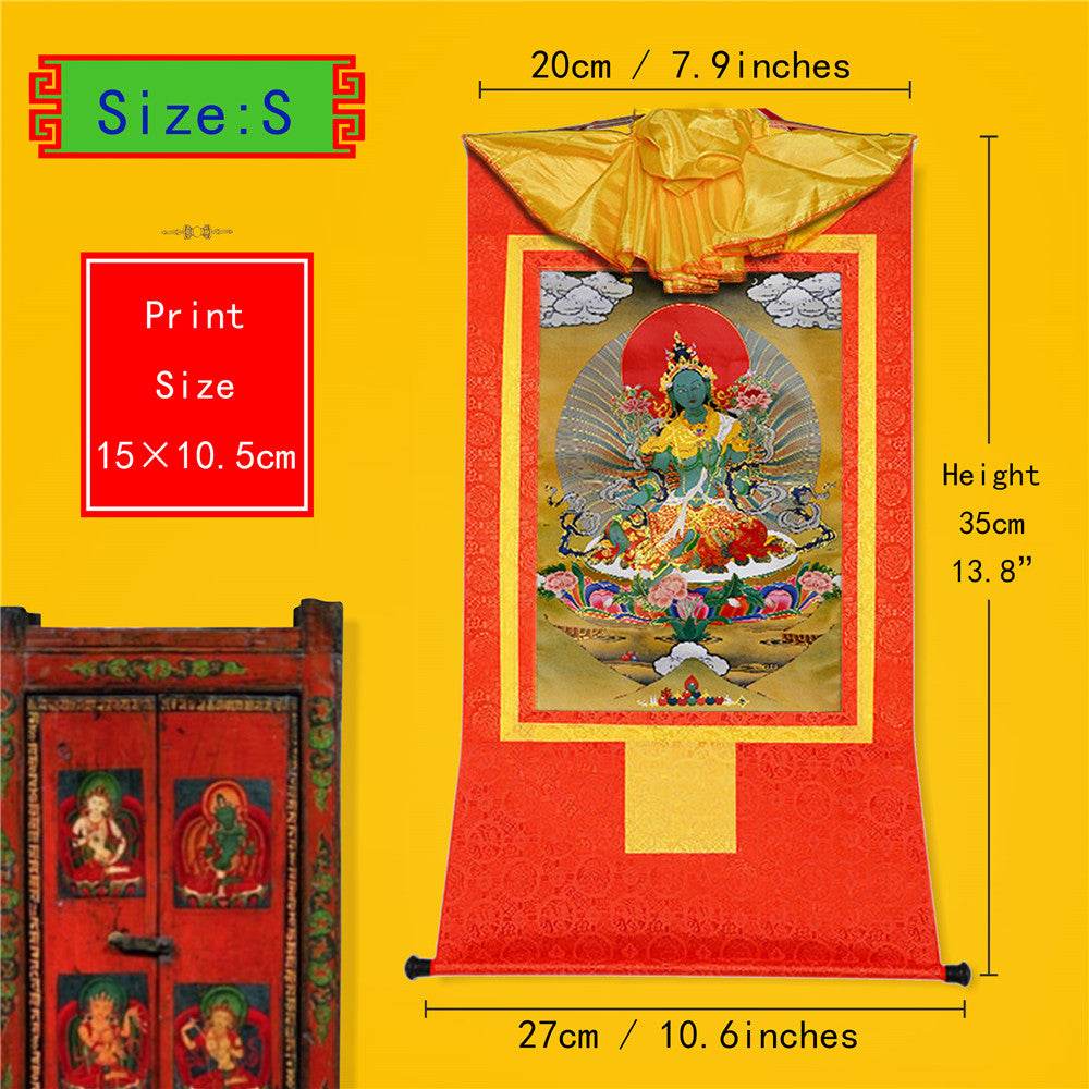 Green Tara - Tibetan thangka painting, view 6