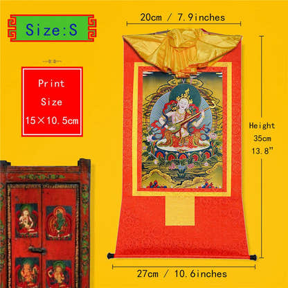 Saraswati - Tibetan thangka painting, view 6