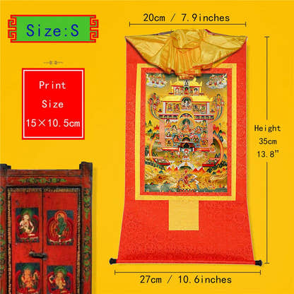 Guru Rinpoche Pure Land - Tibetan thangka painting, view 6