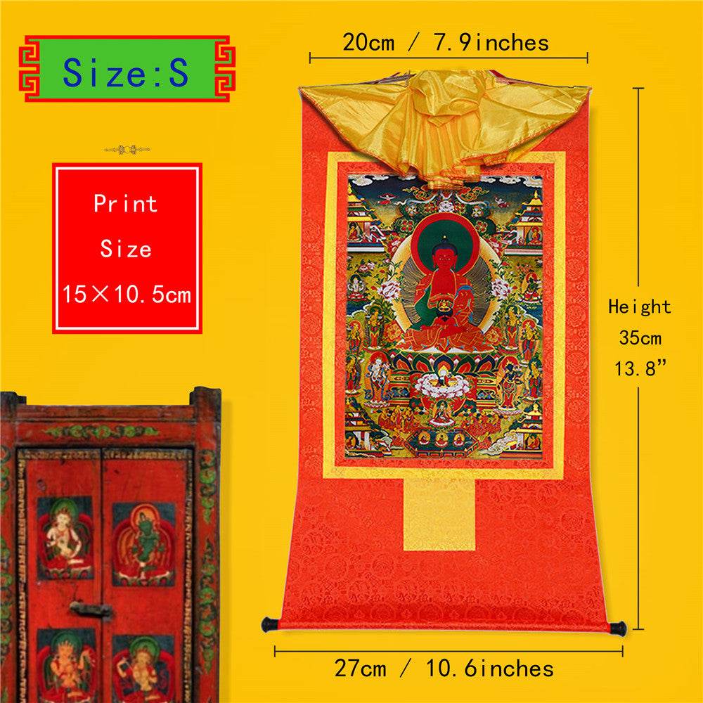Amidabha Pure Land - Tibetan thangka painting, view 6