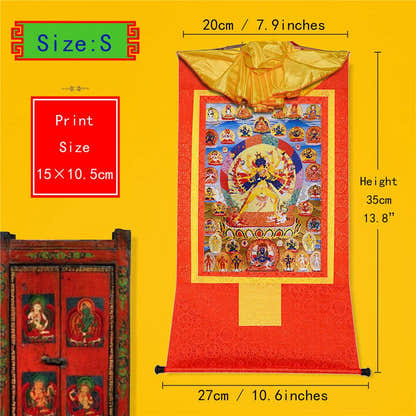 Kalacakra Vajrayogini in Yab Yum - Tibetan thangka painting, view 6