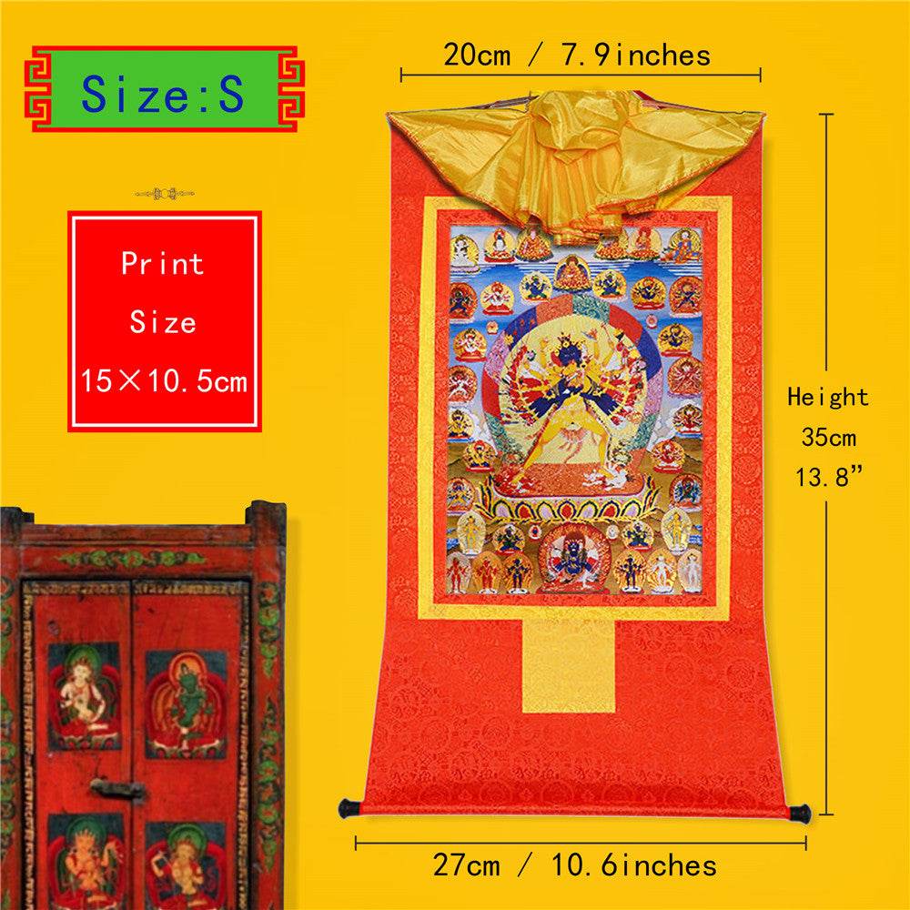 Kalacakra Vajrayogini in Yab Yum - Tibetan thangka painting, view 6