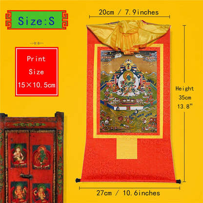 Green Tara in Mandala - Tibetan thangka painting, view 6