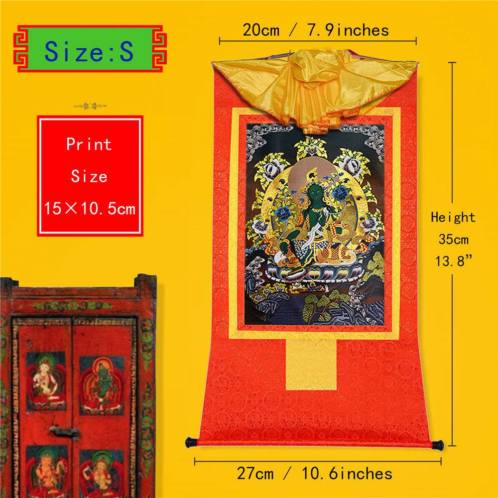 Green Tara - in Black Style - Tibetan thangka painting, view 6