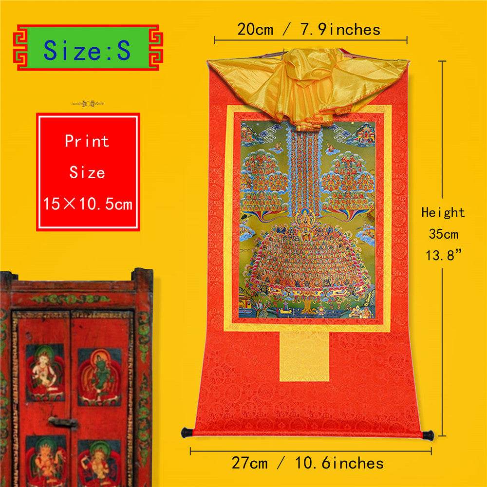 Je Tsongkhapa,Losang Drakpa,Je Rinpoche on Refuge Tree - Tibetan thangka painting, view 6