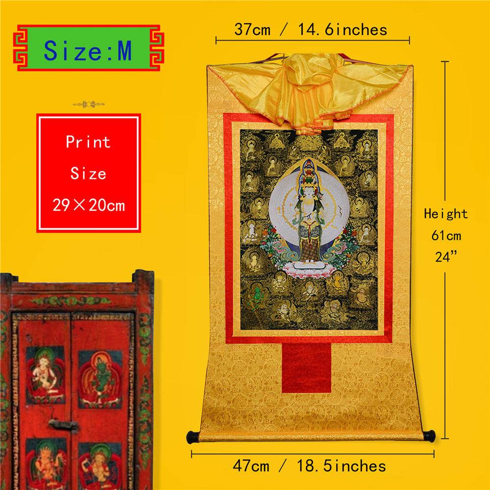 Avalokitesvara with Thousand Arms-Black Type - Tibetan thangka painting, view 5