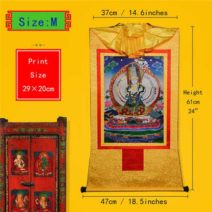 Usnisa Sitatapatra-Great White Parasol - Tibetan thangka painting, view 5