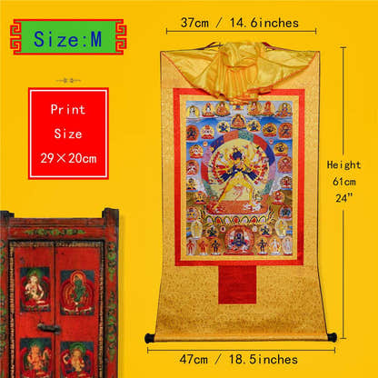 Kalacakra Vajrayogini in Yab Yum - Tibetan thangka painting, view 5