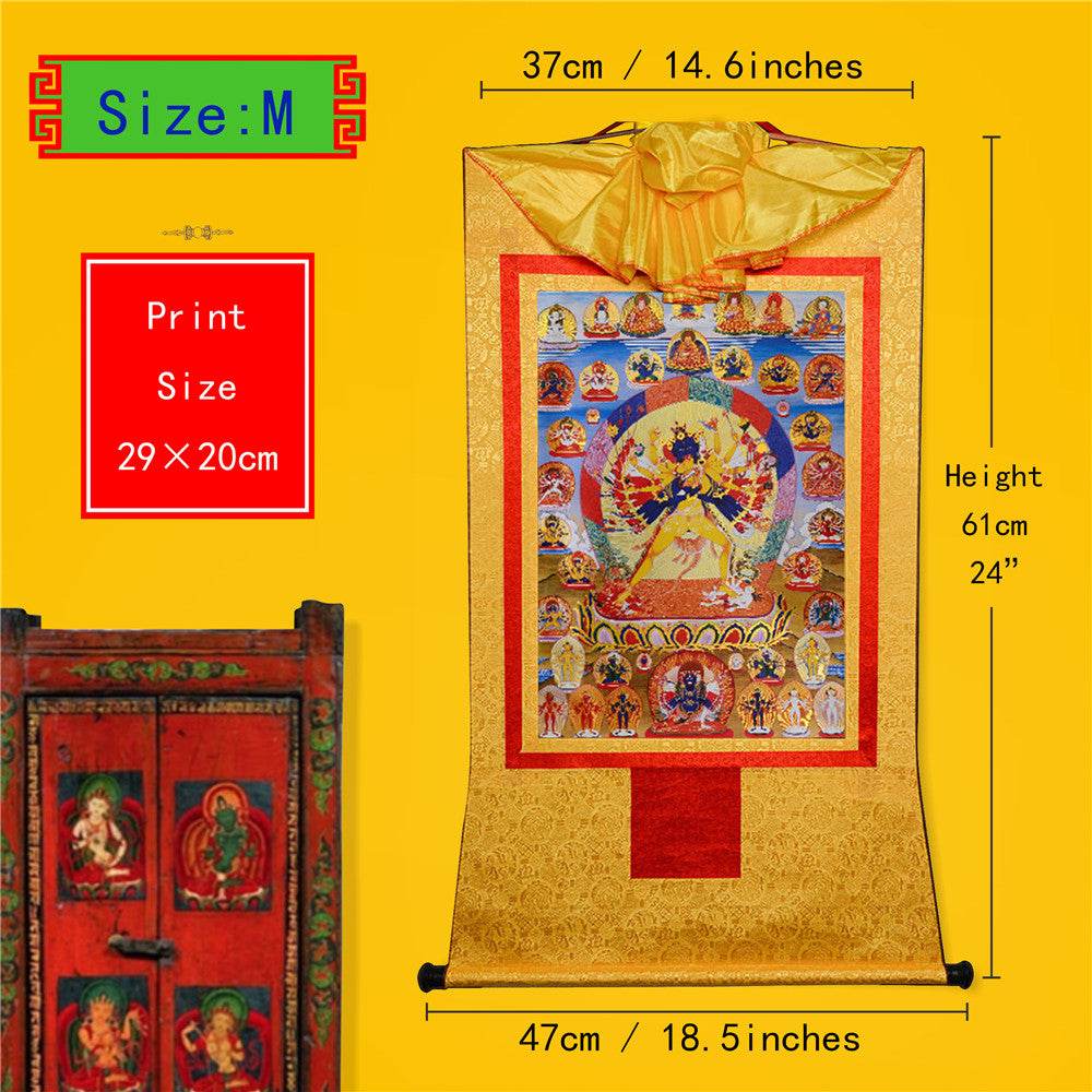 Kalacakra Vajrayogini in Yab Yum - Tibetan thangka painting, view 5