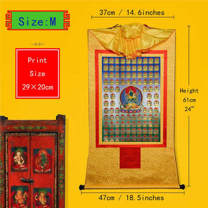 100 Green Tara - Tibetan thangka painting, view 5