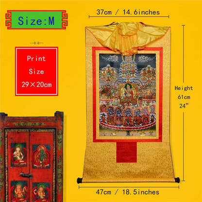 Guru Rinpoche Refuge Tree - Tibetan thangka painting, view 5