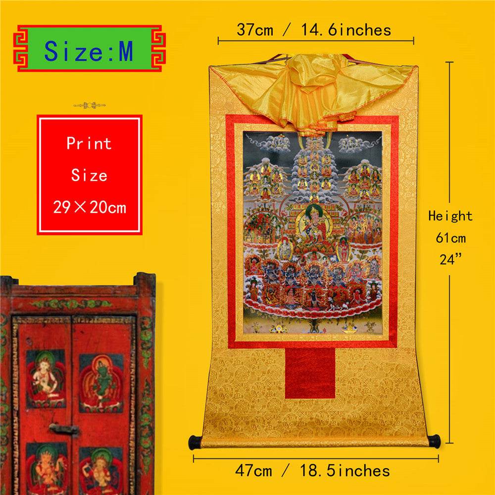 Guru Rinpoche Refuge Tree - Tibetan thangka painting, view 5