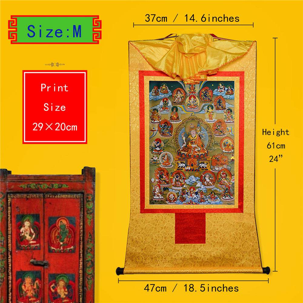 Guru Rinpoche and Deitiesof Nyingma School - Tibetan thangka painting, view 5