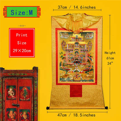 Guru Rinpoche Pure Land - Tibetan thangka painting, view 5