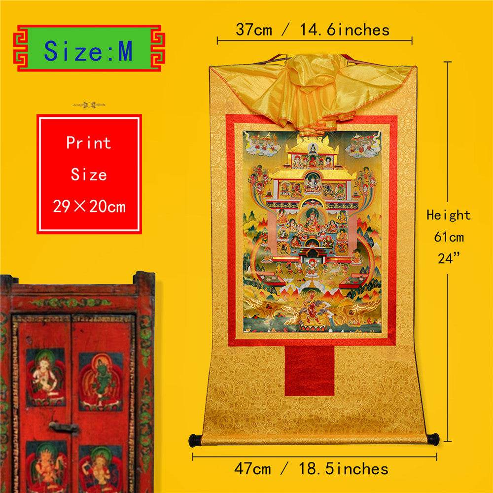 Guru Rinpoche Pure Land - Tibetan thangka painting, view 5