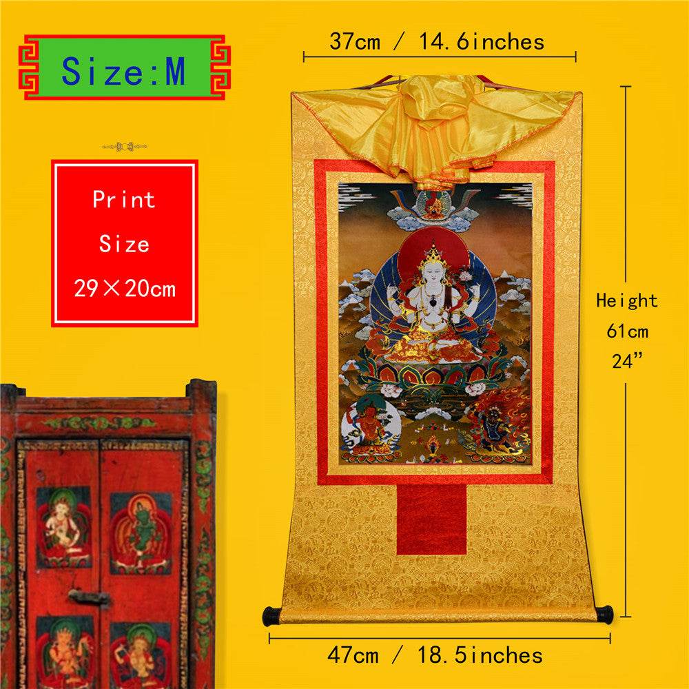 Chenrezig - Tibetan thangka painting, view 5