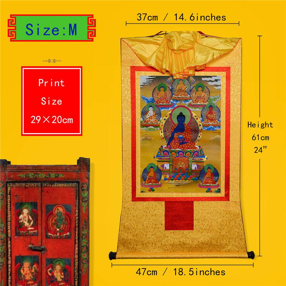 Eight Forms of Bhaisajyaguru-Medicine Buddha - Tibetan thangka painting, view 5