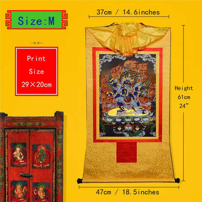 Vajrakilaya-Vajrakumara-Protector Deity - Tibetan thangka painting, view 5