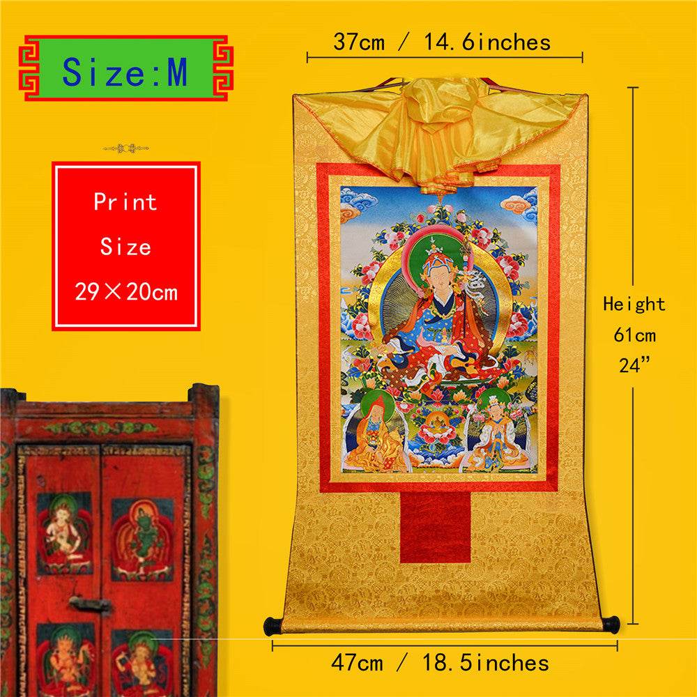 Padmasambhava,Guru Rinpoche,Lotus Born - Tibetan thangka painting, view 5