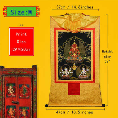 Amitayus-Buddha Of Infinite Life - in Black Type - Tibetan thangka painting, view 5