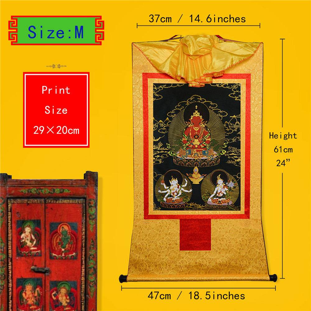 Amitayus-Buddha Of Infinite Life - in Black Type - Tibetan thangka painting, view 5