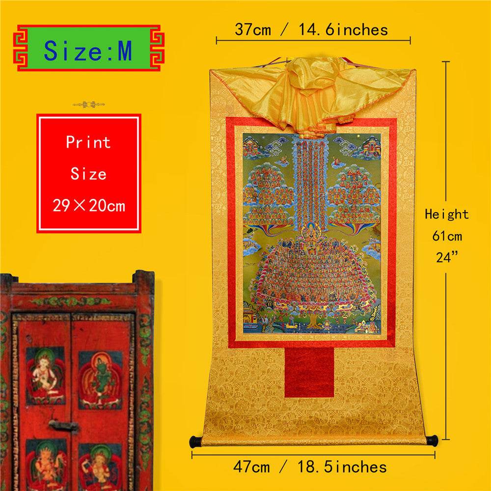 Je Tsongkhapa,Losang Drakpa,Je Rinpoche on Refuge Tree - Tibetan thangka painting, view 5