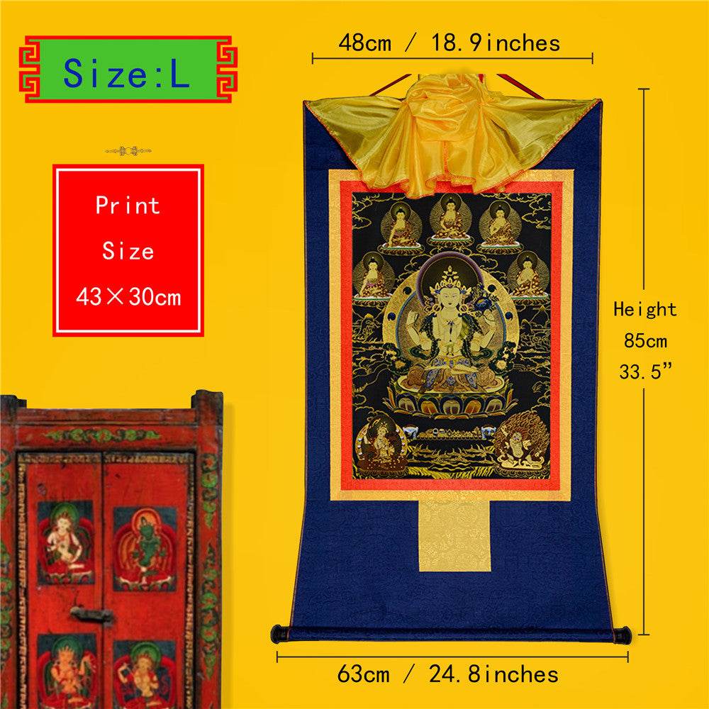 Chenrezig in Black Type - Tibetan thangka painting, view 4