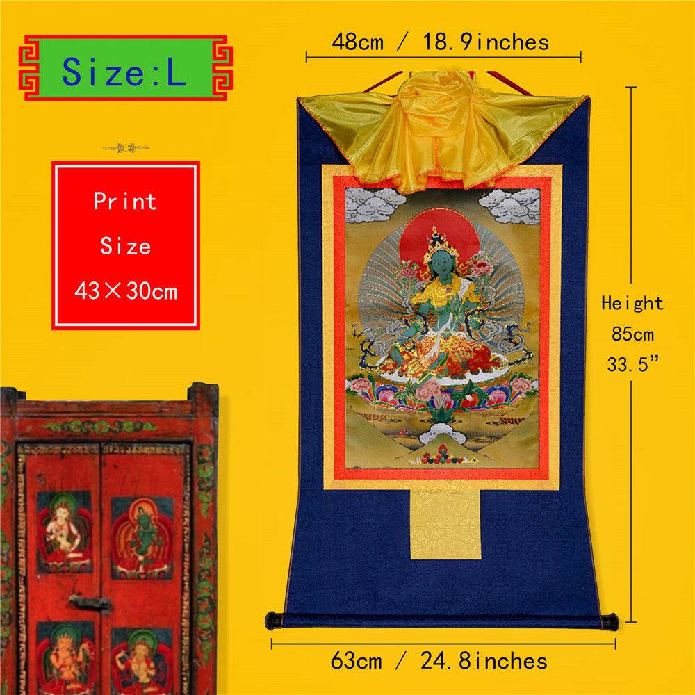 Green Tara - Tibetan thangka painting, view 4