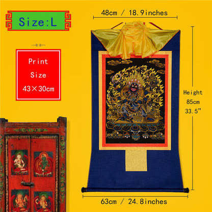 ནག་པོ་ཆེན་པོ། Six Armed Mahakala-Black Type - Tibetan thangka painting, view 4