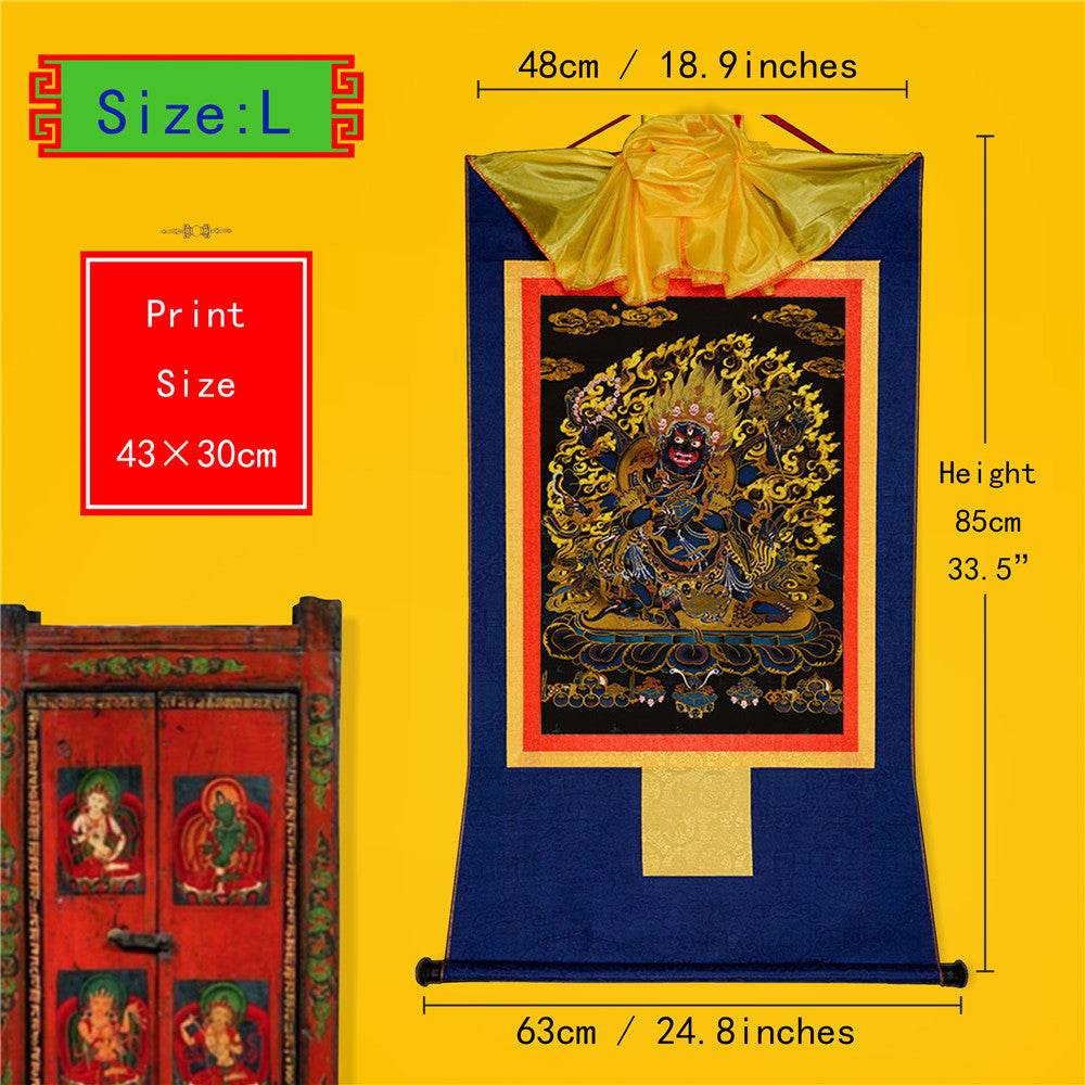 ནག་པོ་ཆེན་པོ། Six Armed Mahakala-Black Type - Tibetan thangka painting, view 4