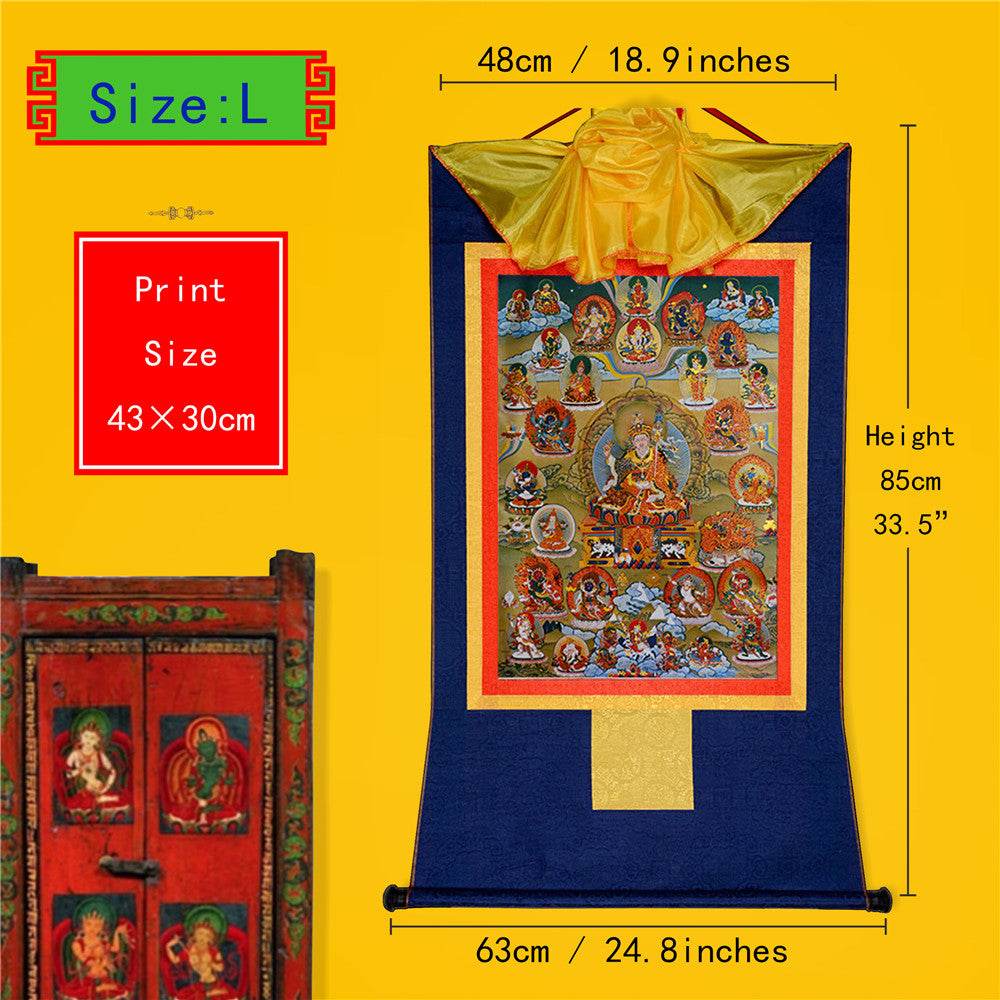 Guru Rinpoche and Deitiesof Nyingma School - Tibetan thangka painting, view 4