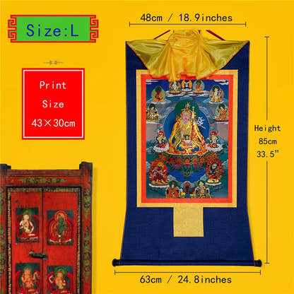 Padmasambhava,Guru Rinpoche,Lotus Born - Tibetan thangka painting, view 4