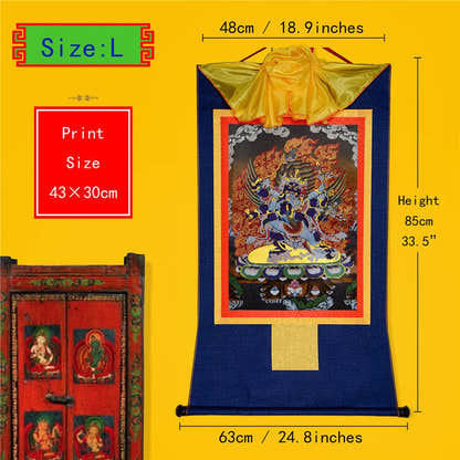 Vajrakilaya-Vajrakumara-Protector Deity - Tibetan thangka painting, view 4