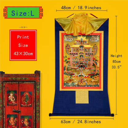 Guru Rinpoche Pure Land - Tibetan thangka painting, view 4